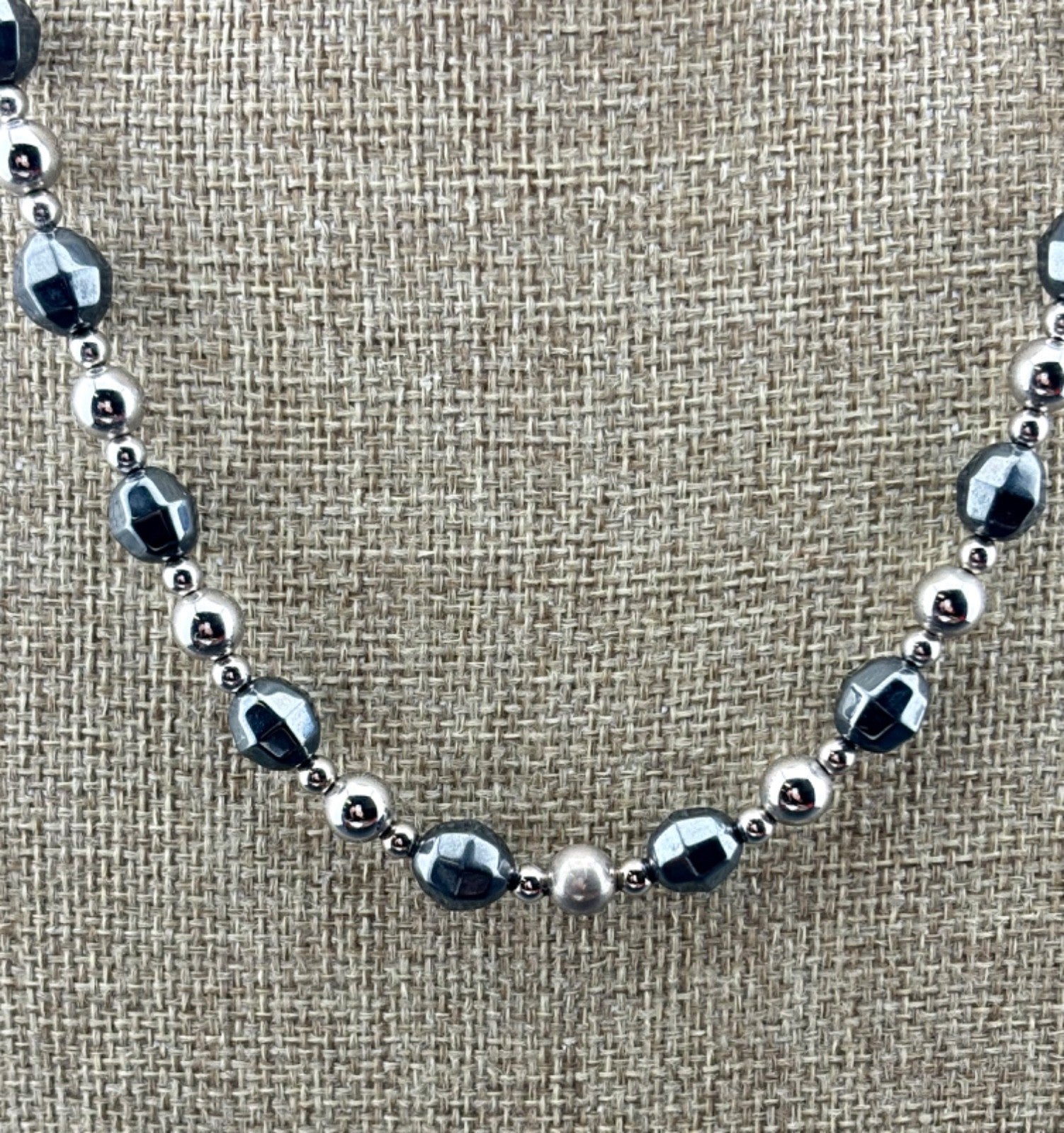 Vintage Sterling Silver Beaded Necklace 43 Grams 17"