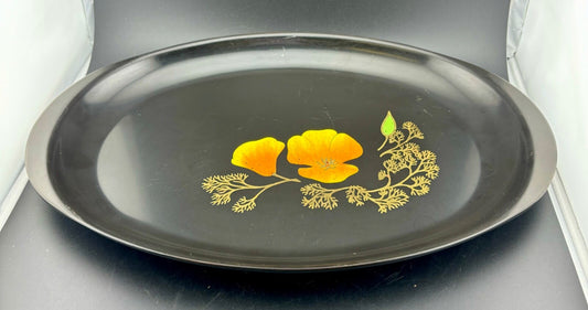 Vintage COUROC POPPY FLOWER POPPIES SERVING TRAY 15 X 10 * MCM