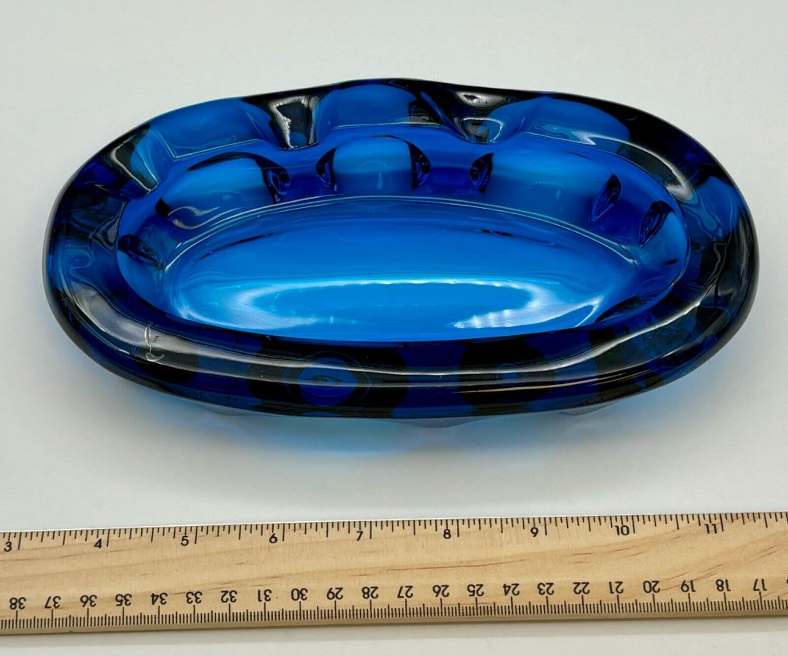 Vintage Viking Art Glass Mid-Century Modern "Epic Bluenique" Oval Blue