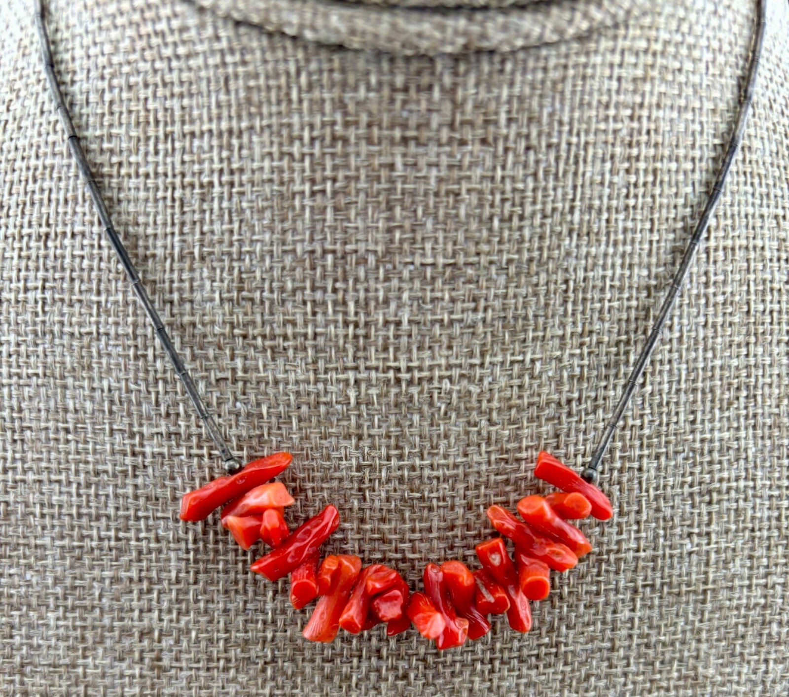 Vintage Silver-Plated and Coral Necklace NK