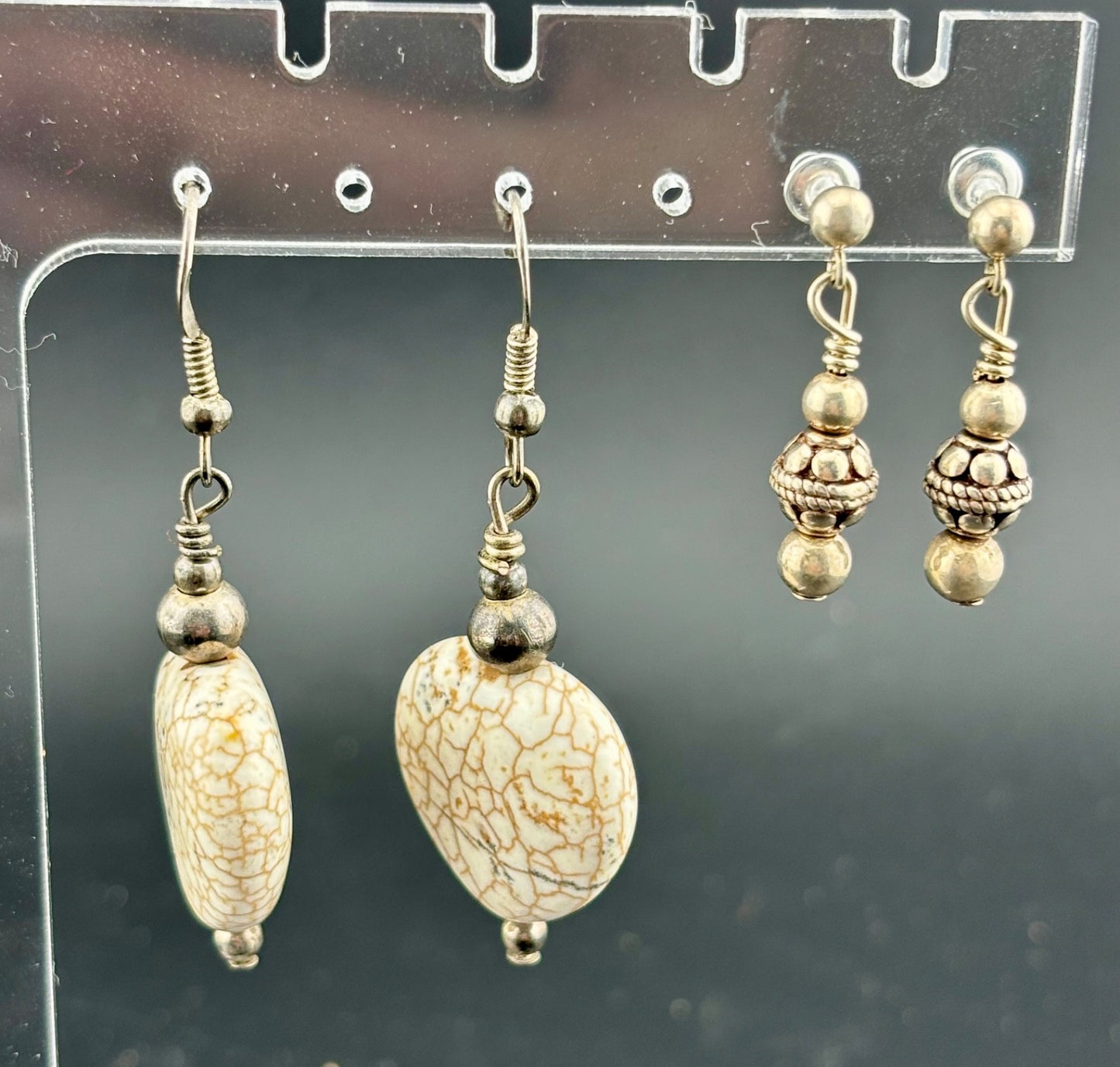 Vintage Sterling Silver Tribal Style Earrings 3 Pairs