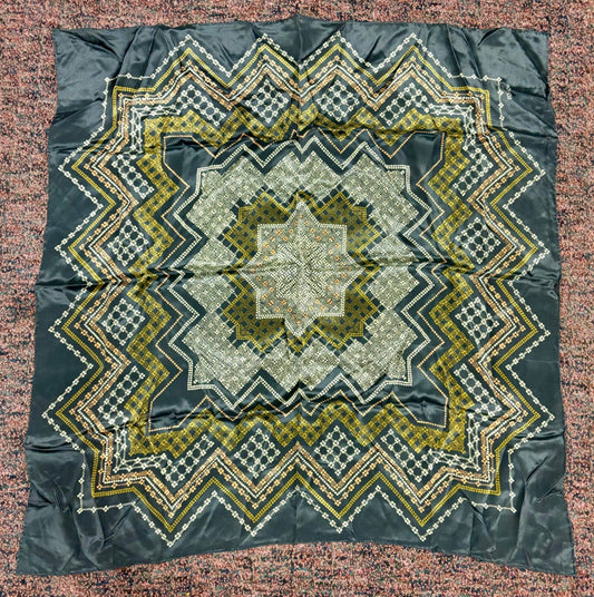 Echo 100% Silk Scarf Gray/Green 25"x26"