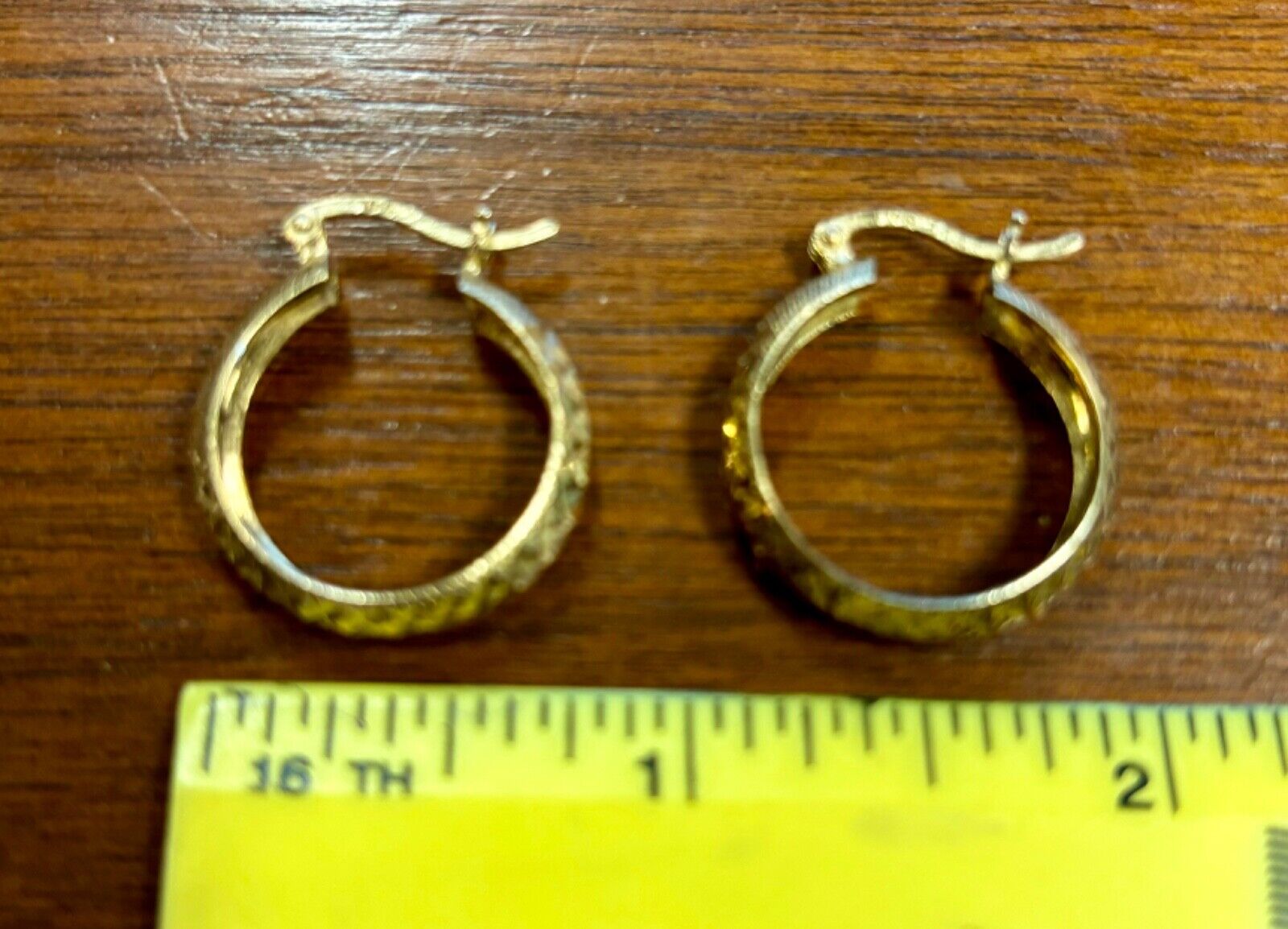 Vintage Gold over .925 Sterling Silver Etched Hoop Earrings