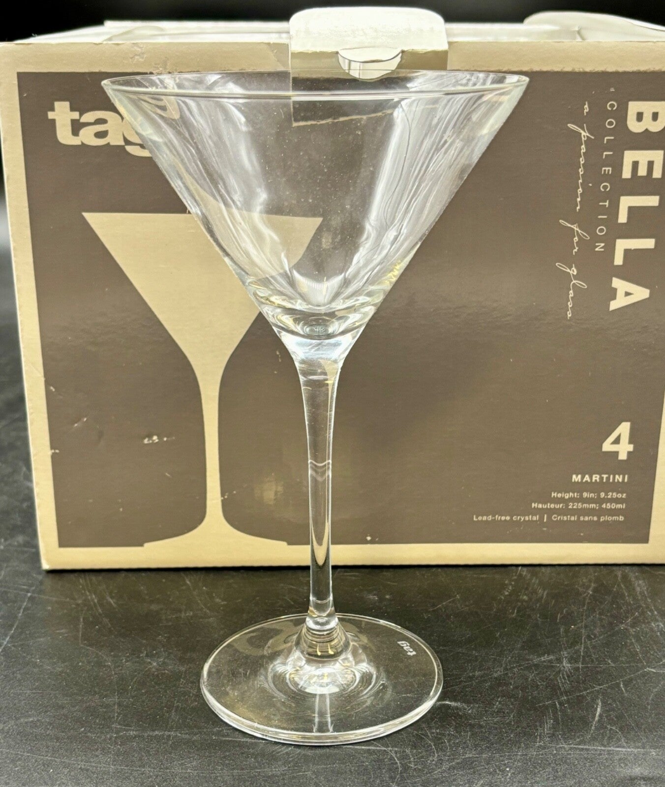 Tag Bella Collection Martini Glasses(4) NIB