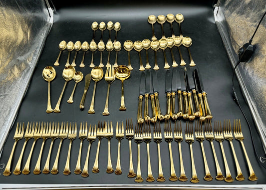 Supreme Cutlery Gold Electroplated Stainless Steel Flatware Towle 60 pcs