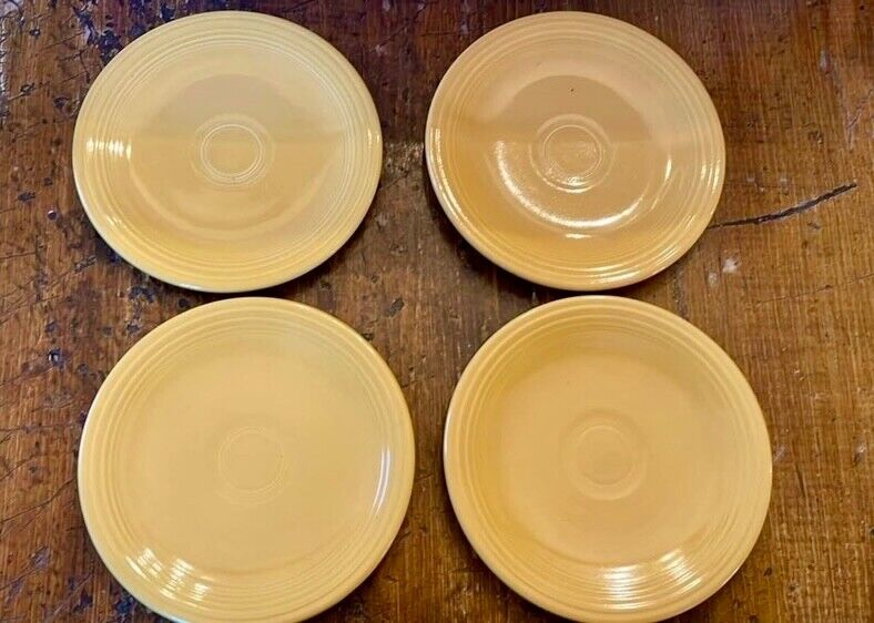 Six Mustard Yellow Fiesta Ware Saucers/Dessert Plates 6.25"