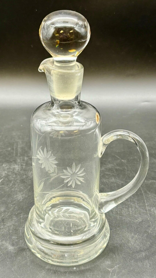 Vintage Etched Glass Romanian Crystal Decanter
