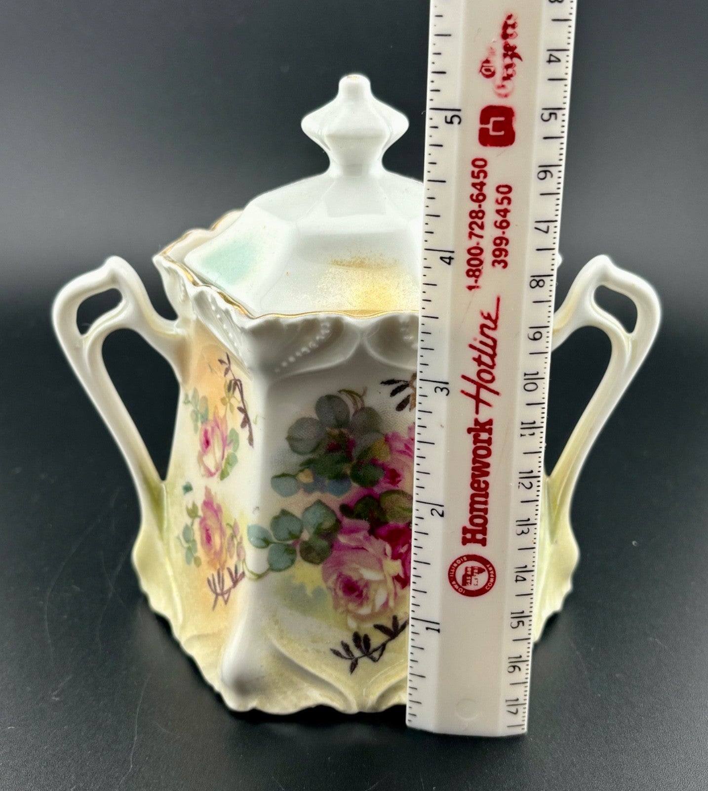 Antique Porcelain Sugar Bowl with Lid, Made In Germany