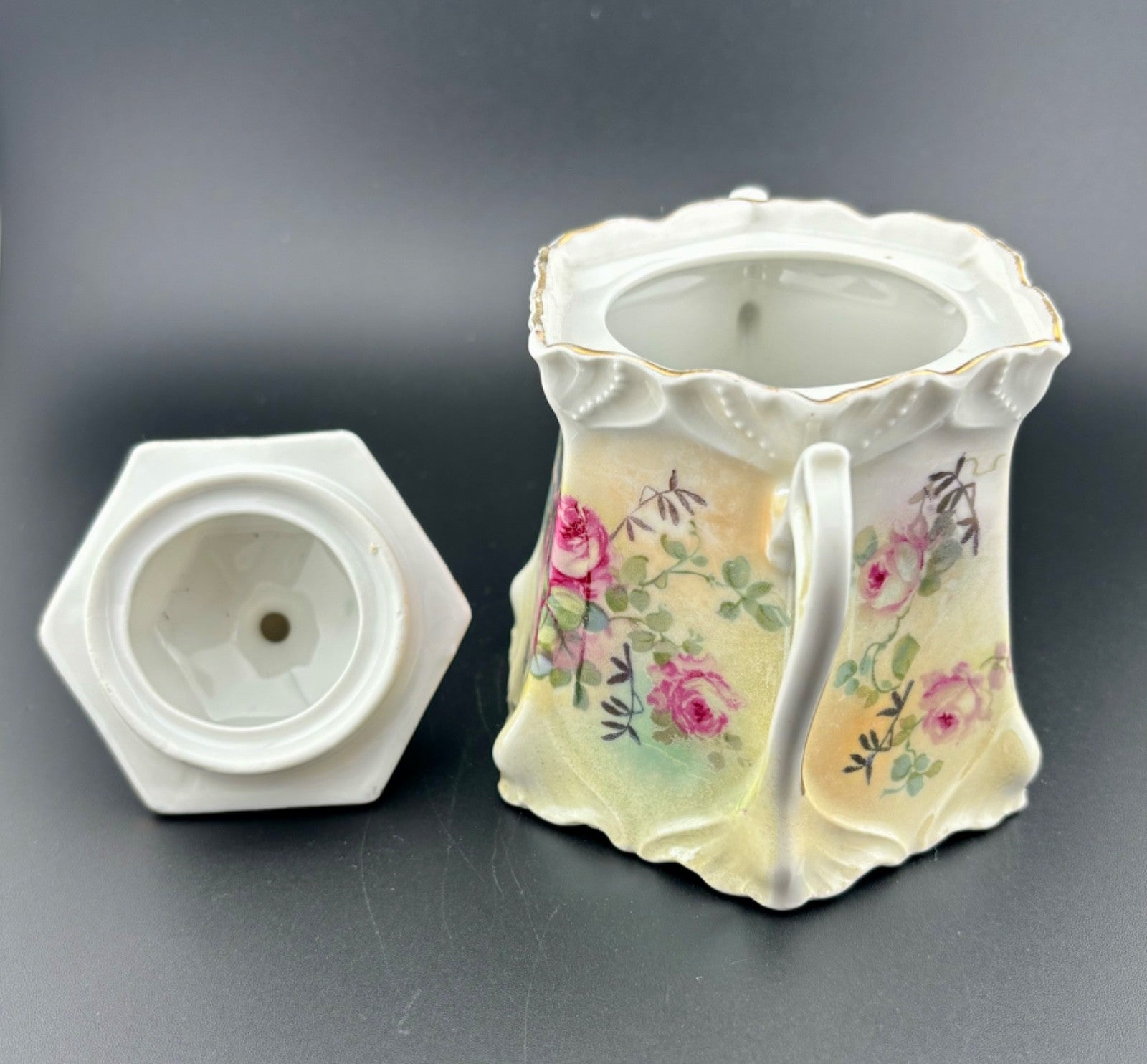 Antique Porcelain Sugar Bowl with Lid, Made In Germany
