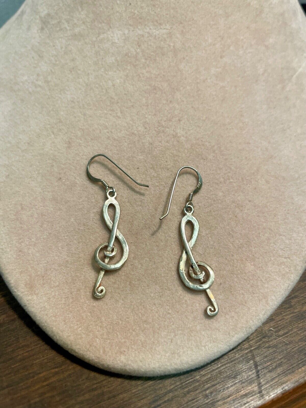 Pair of .925 Sterling Silver Musical Note Earrings