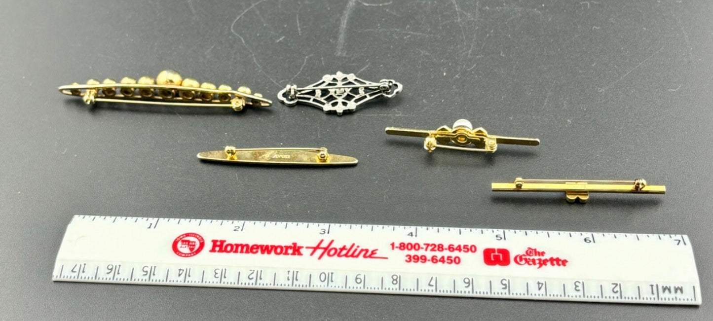 Lot of Five Vintage Bar Pins Avon and Unmarked NK