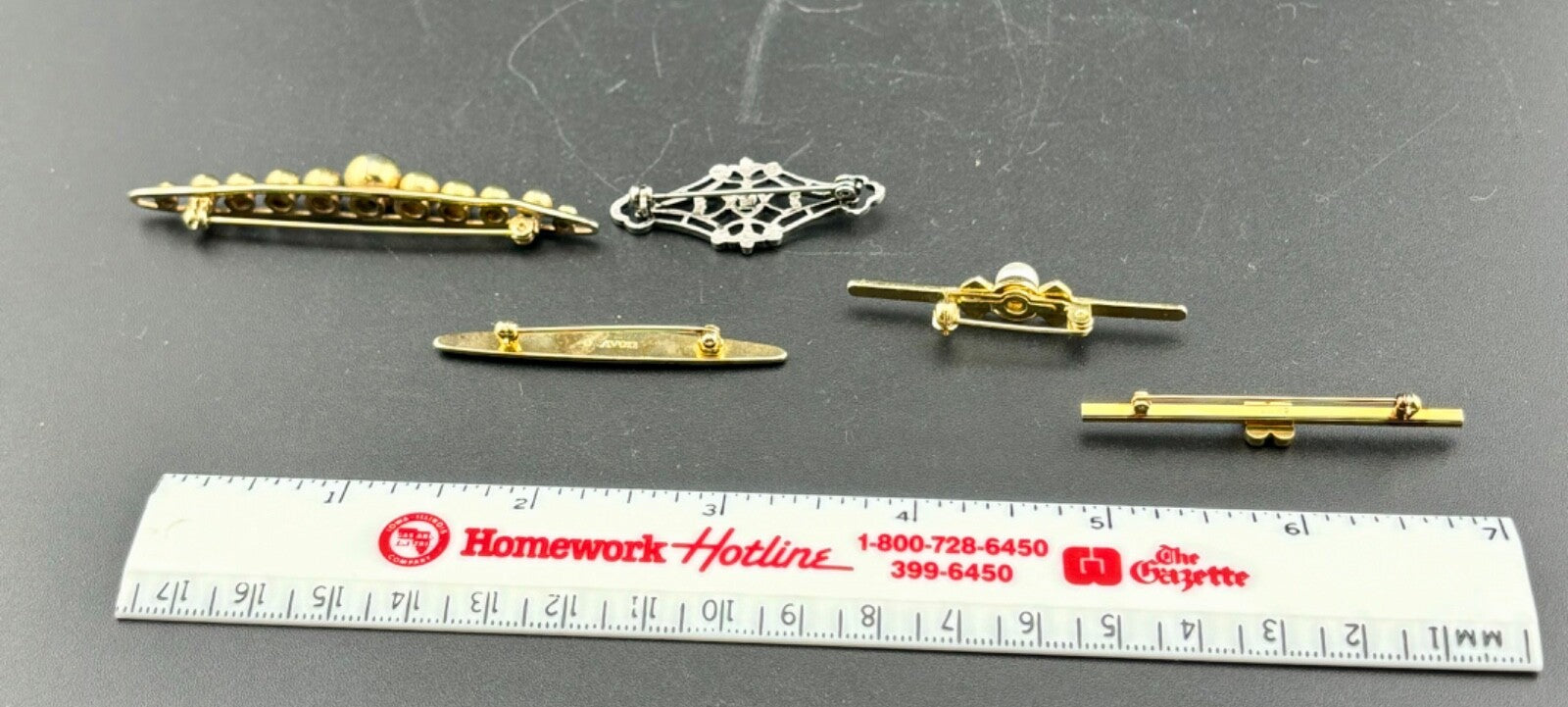 Lot of Five Vintage Bar Pins Avon and Unmarked NK