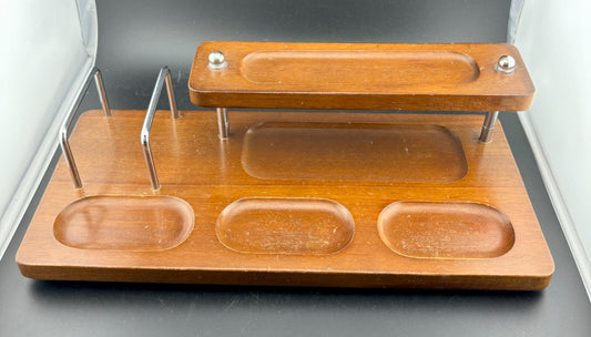 Vintage Solid Walnut Valet Dresser Caddy
