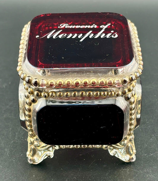Antique Ruby Flash Souvenir of Memphis Dresser Box
