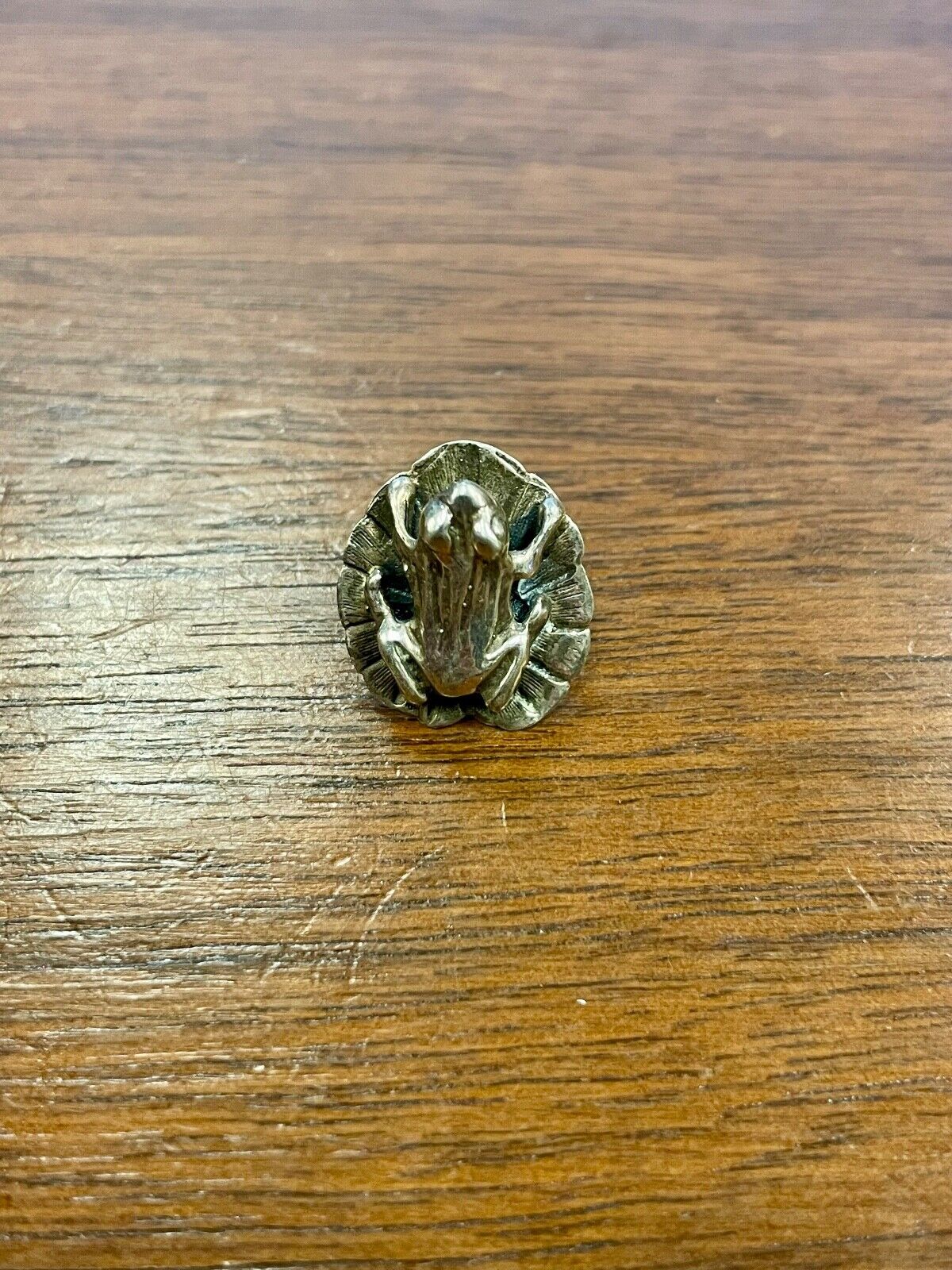 Vintage .925 SS Frog on Lily Pad Pin Missing Pin Back