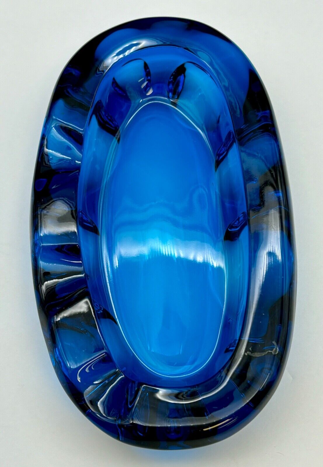 Vintage Viking Art Glass Mid-Century Modern "Epic Bluenique" Oval Blue