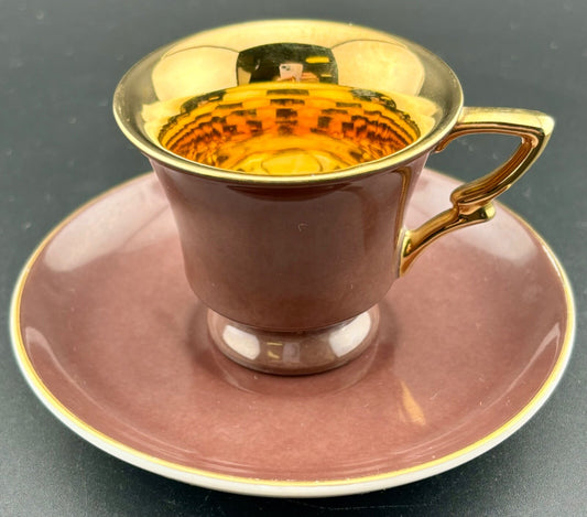 Vintage Chocolate Brown Gold Demitasse Cup & Saucer Lefton; Japan Teacup