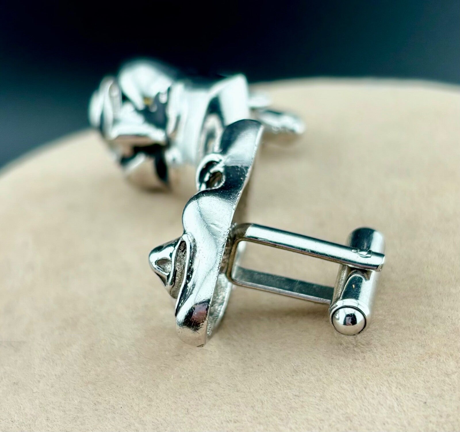 Swank Cuff Links Shakespeare Tragedy Theater Mask Silver Tone