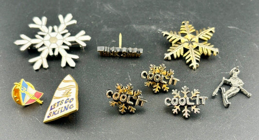 Lot of Nine Vintage Skiing Pins and Pendant NK