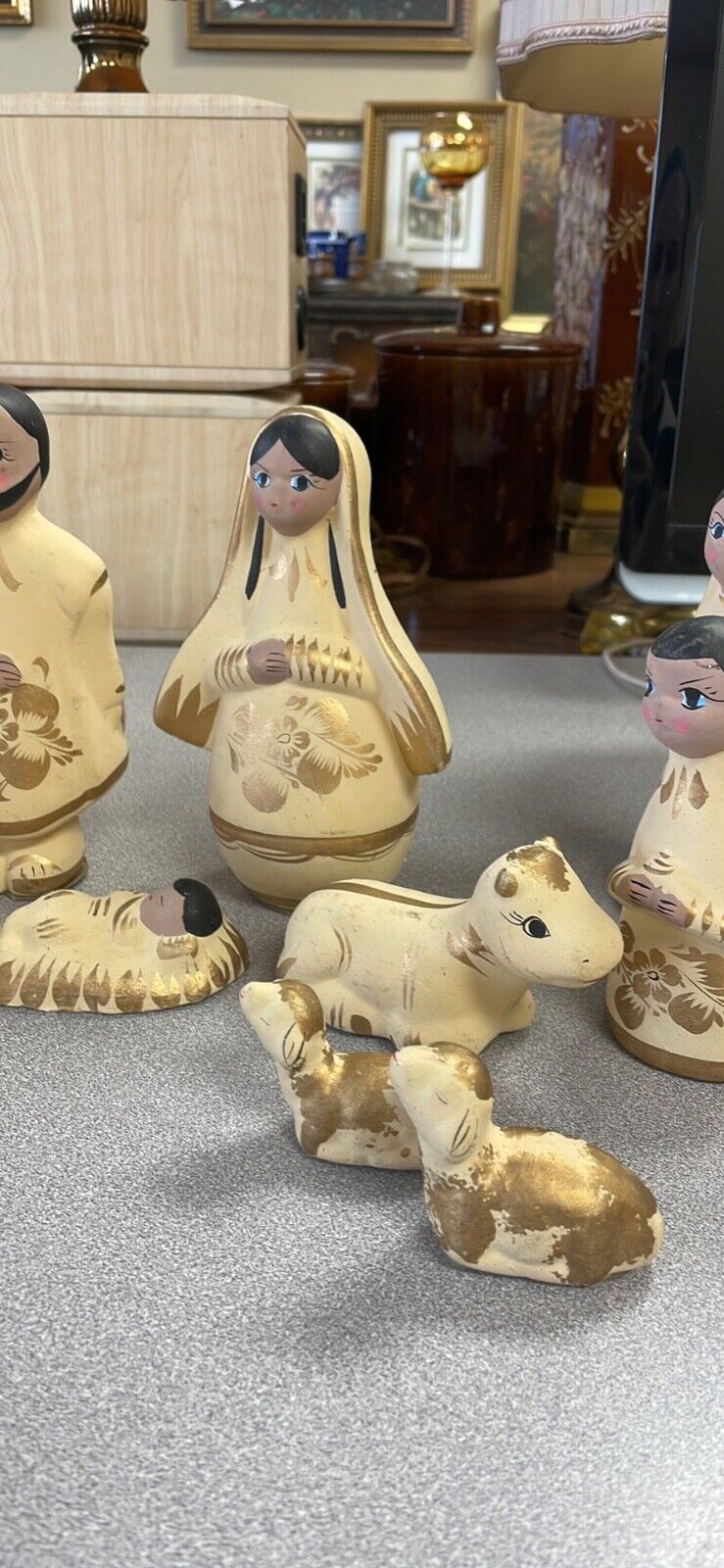 Vintage Mexico Mexican Folk Art Handmade Pottery 13 Piece Nativity Set