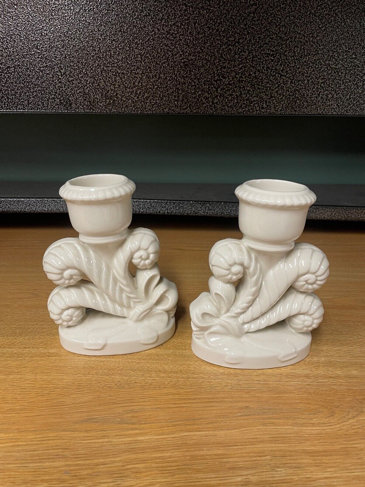 Pair of Vintage Porcelain Candle Stick Holders