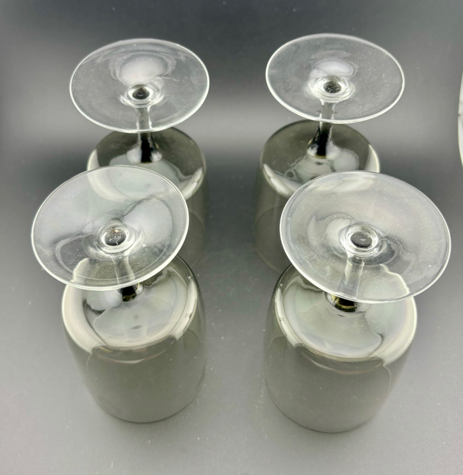 Mid-Century West German Smokey Crystal Wine/Water Glasses Set of 4