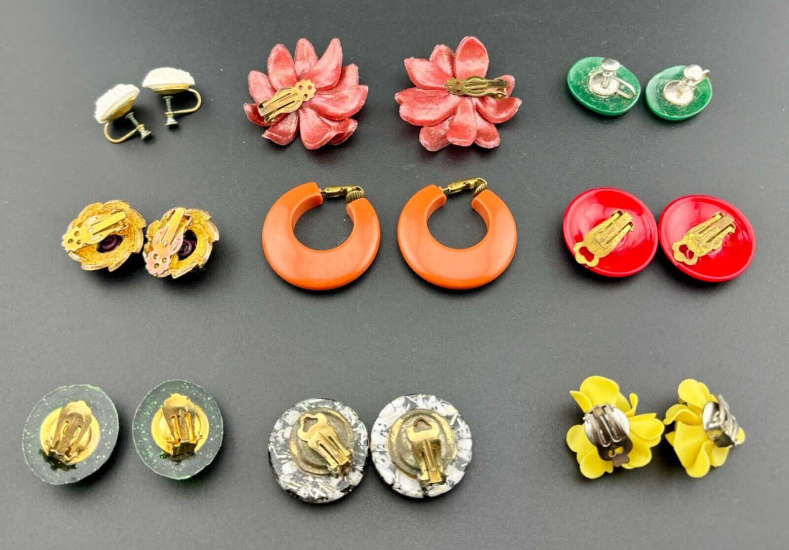 9 Pairs Vintage Screw-Back/Clip-On Earrings NK