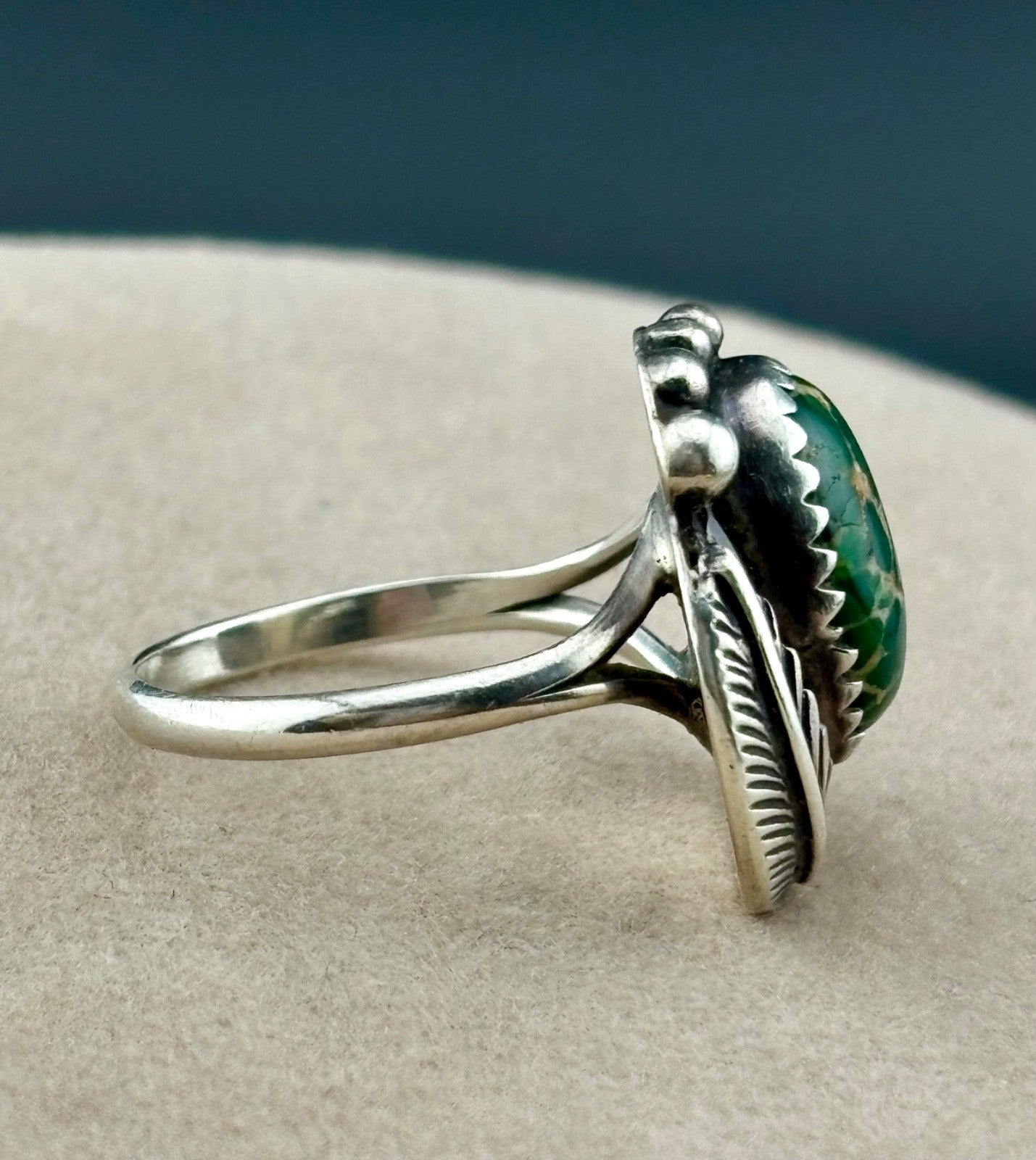 Vintage Turquoise and Unmarked Sterling Silver Ring Sz. 7