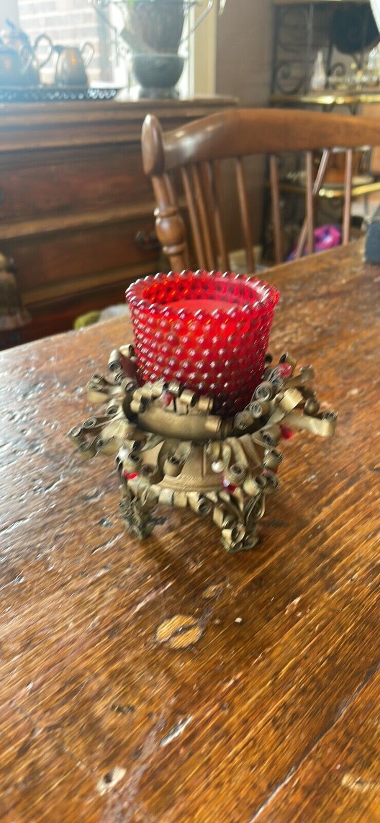 Vintage Tin Can Folk Art Votive Candle Holder