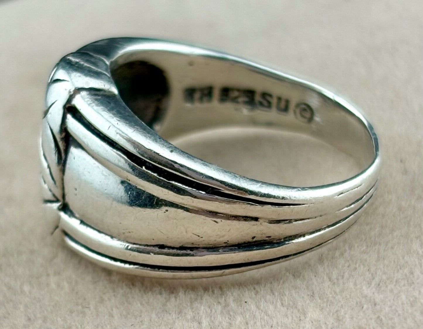 Sterling Silver Band/Ring Knot Design Sz. 7.5 1" Wide