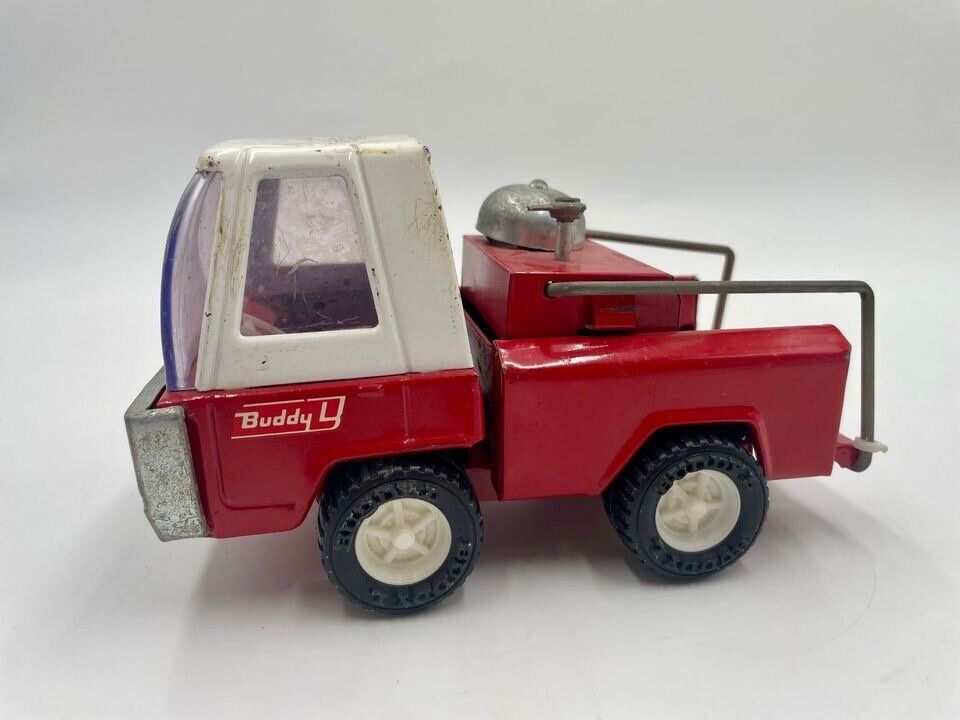 Vintage Red Buddy L Mini Red Pressed Steel Kids Toy Fire Truck