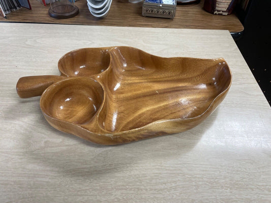 vintage monkey pod wooden Leaf Shaped Bowl