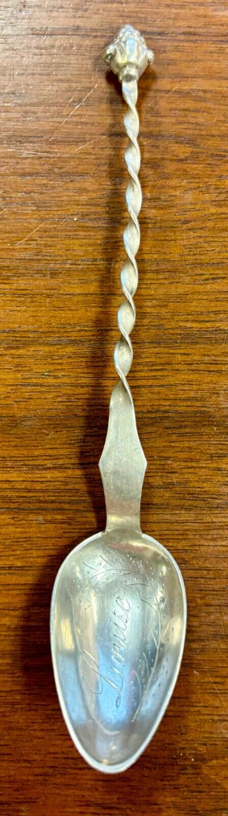 Antique Silver Spoon Engraved Louise 13 1/4 German Loths 8 Grams