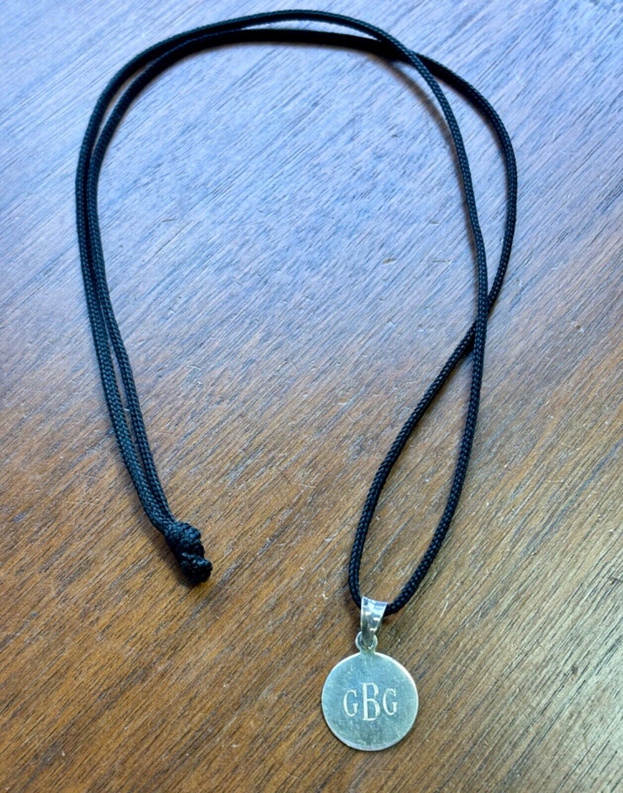 Sterling Silver Initial Pendant On Black Cord GBG