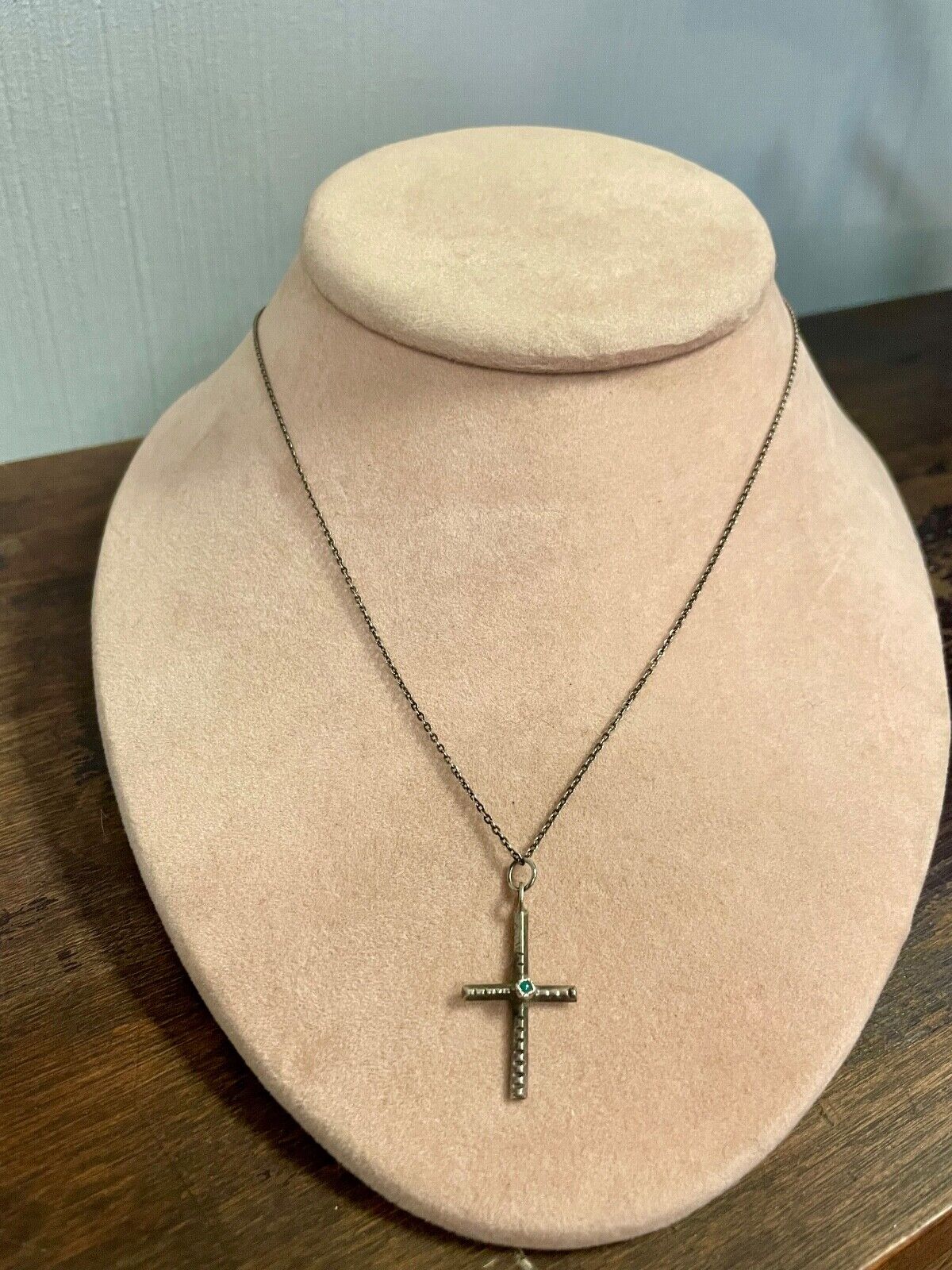 Vintage .925 SS and Turquoise Cross Necklace