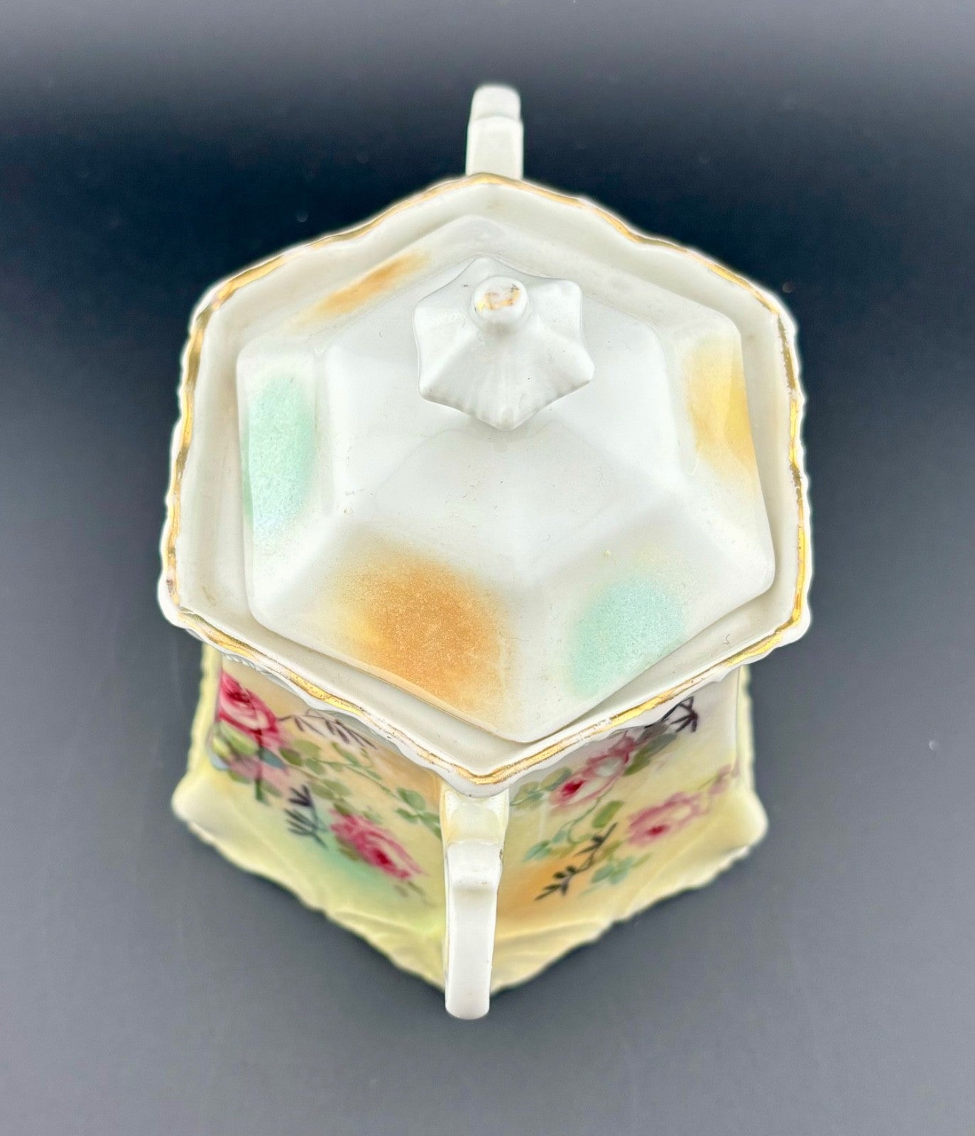 Antique Porcelain Sugar Bowl with Lid, Made In Germany