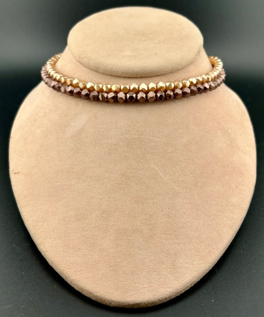 Vintage Double Strand Glass Bead Choker Necklace