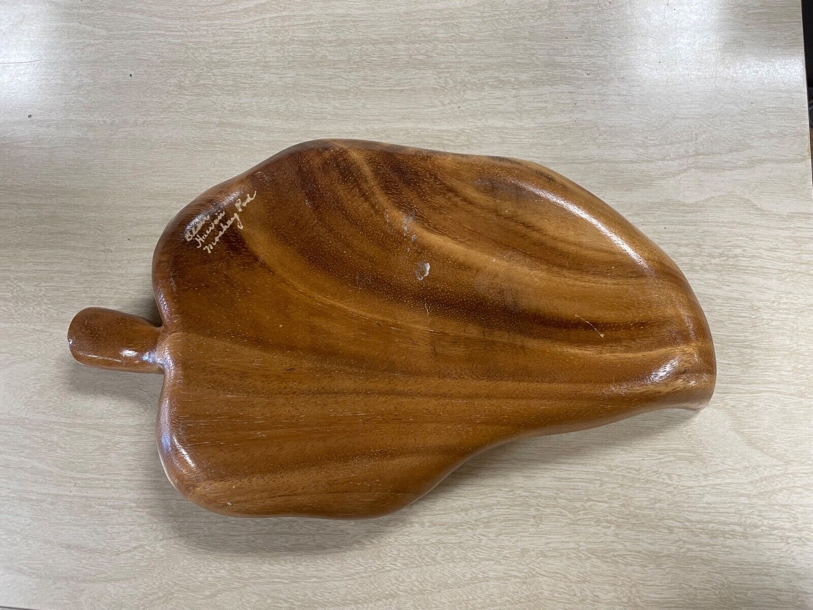 vintage monkey pod wooden Leaf Shaped Bowl