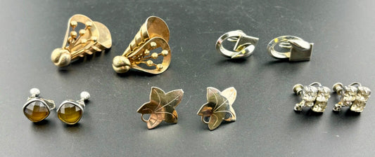 Six Pairs Vintage Screw-back Earrings NK