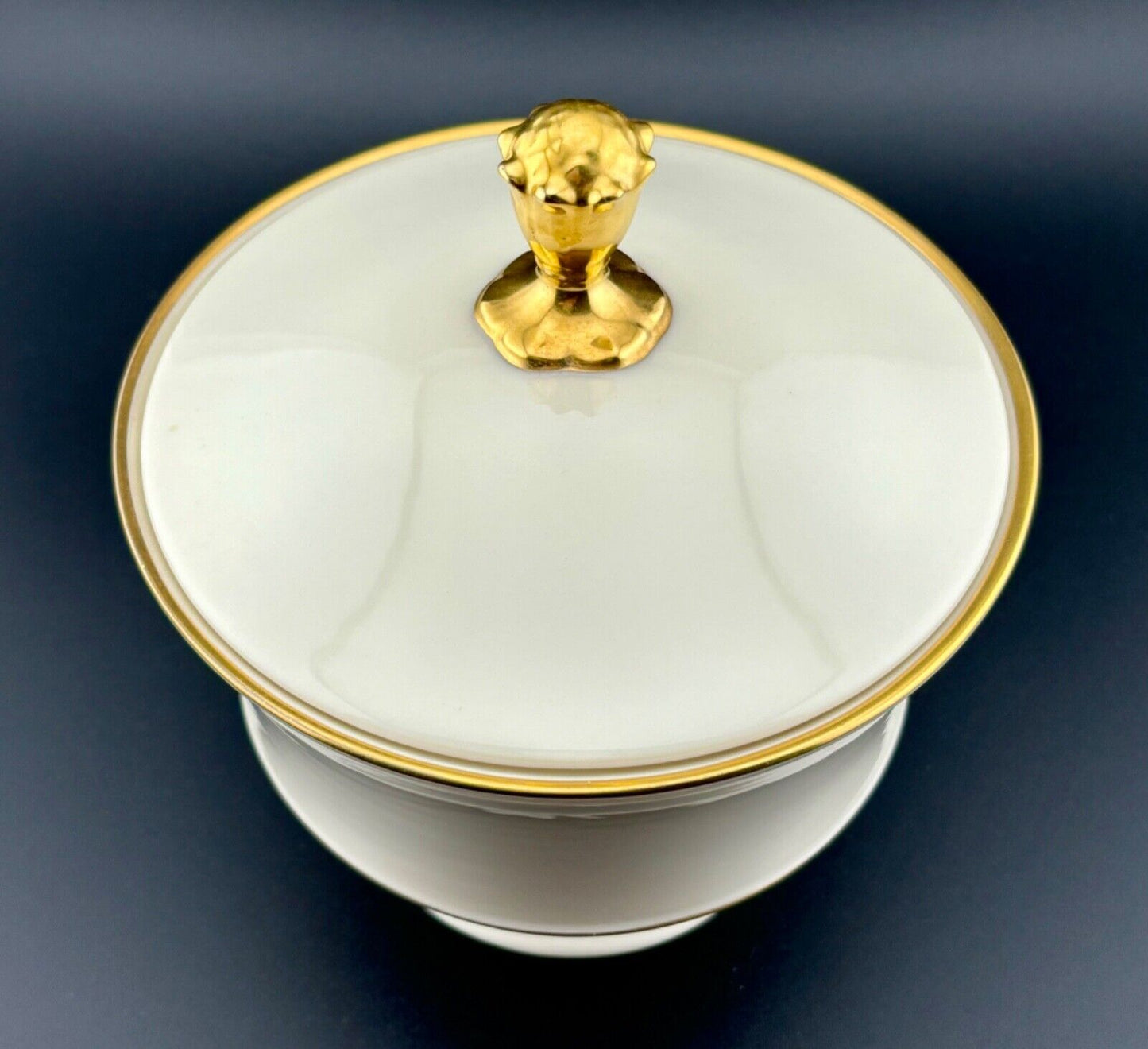 Vintage Lenox Lyric Ivory Lidded Footed CANDY DISH 24k Gold