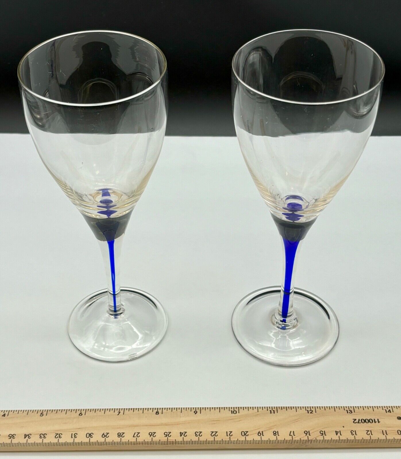 2 Blue Crystal Claret Wine Glasses 83/4" 10oz Orrefors?