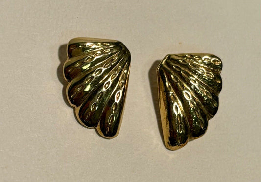 Vintage Gold over .925 Sterling Silver Fan Earrings