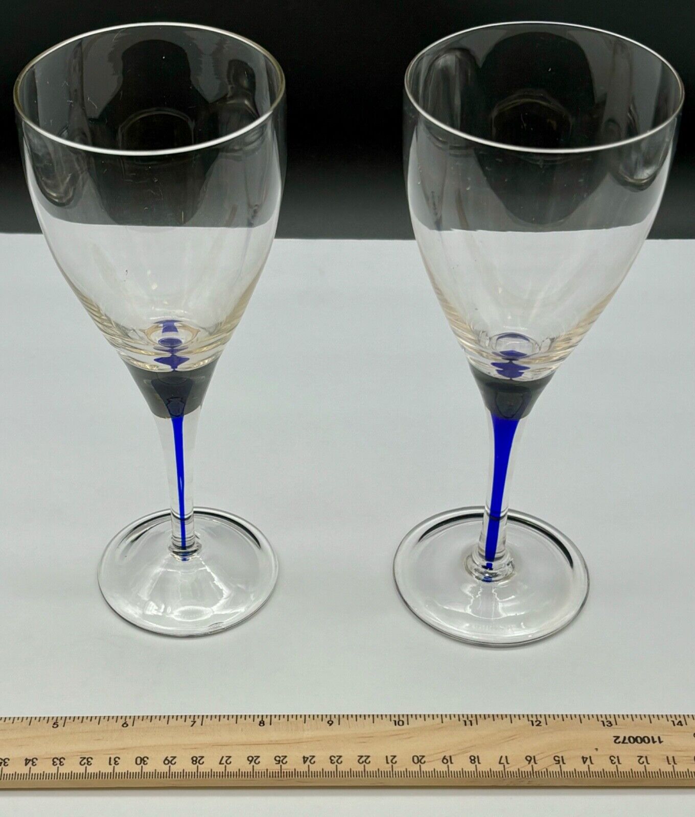 2 Blue Crystal Claret Wine Glasses 83/4" 10oz Orrefors?