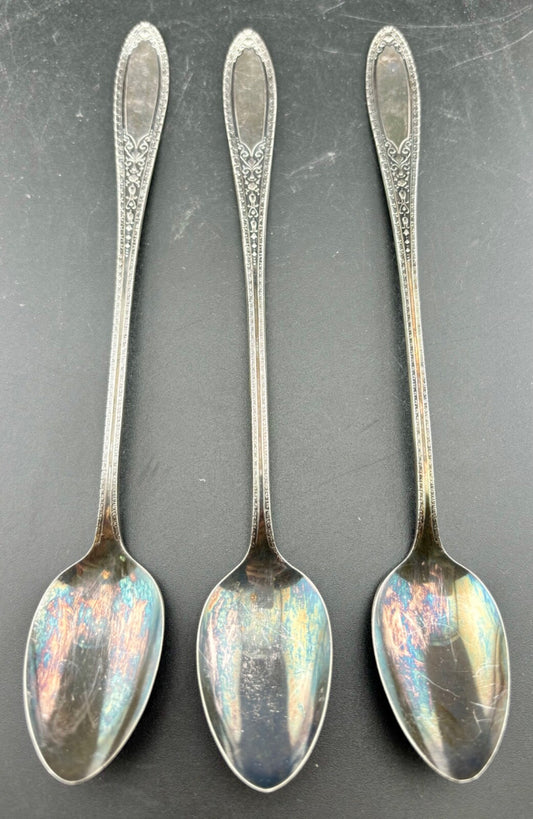 Wm A Rogers Vintage Iced Tea Spoon Set (3) Silver-Plated