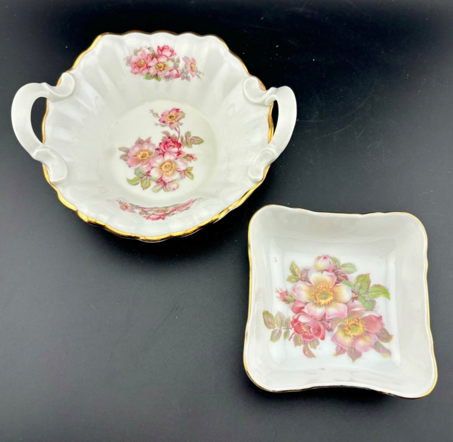 Vintage German Wild Rose Decorative Candy Dishes-2