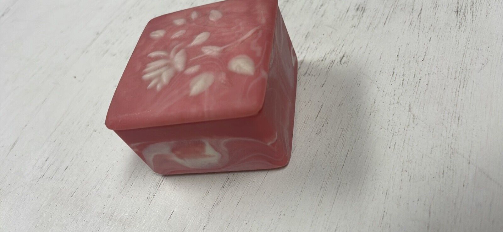 Vintage Pink Incolay Style Trinket Box