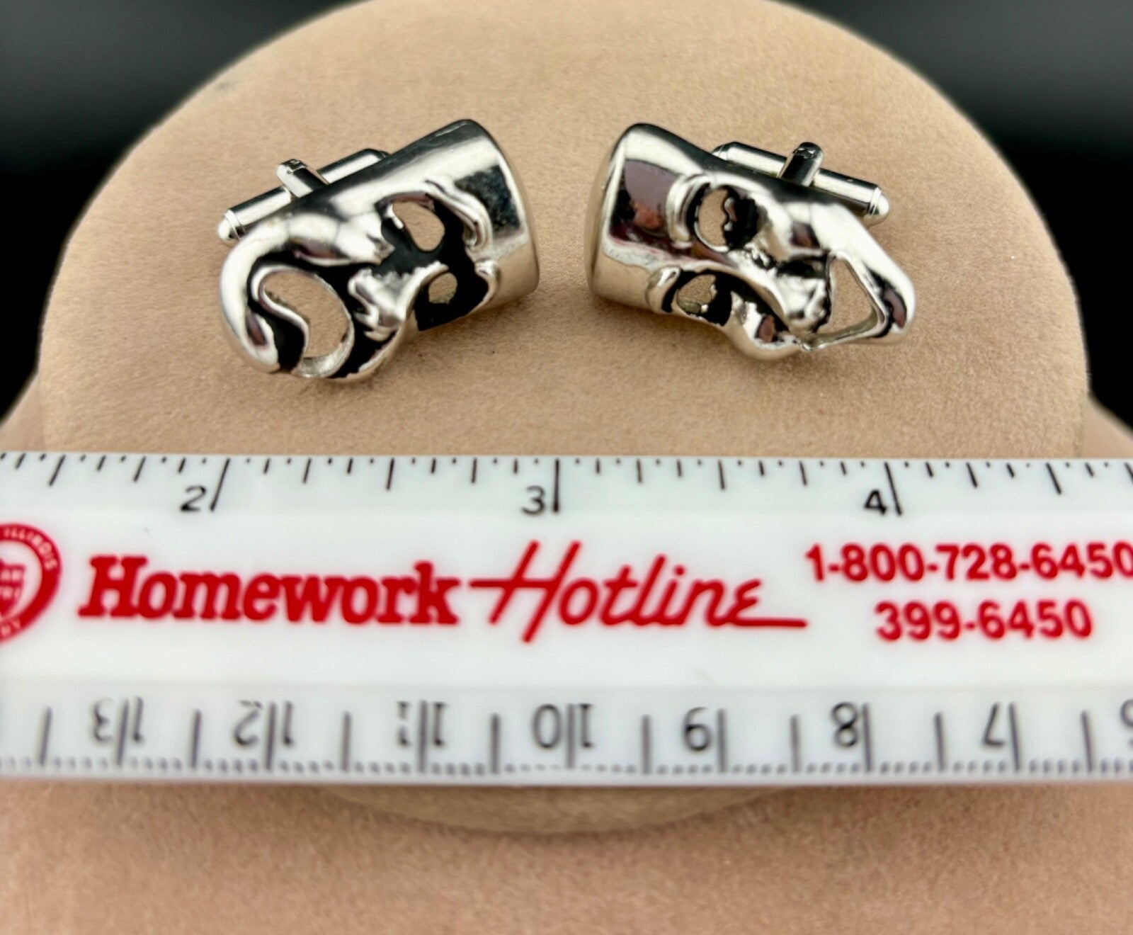 Swank Cuff Links Shakespeare Tragedy Theater Mask Silver Tone