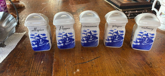 Five Vintage German Porcelain Spice Jars