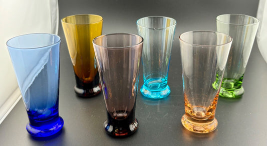 Set of Six Vintage Cordials/Tall Shot Glasses Multi-Color