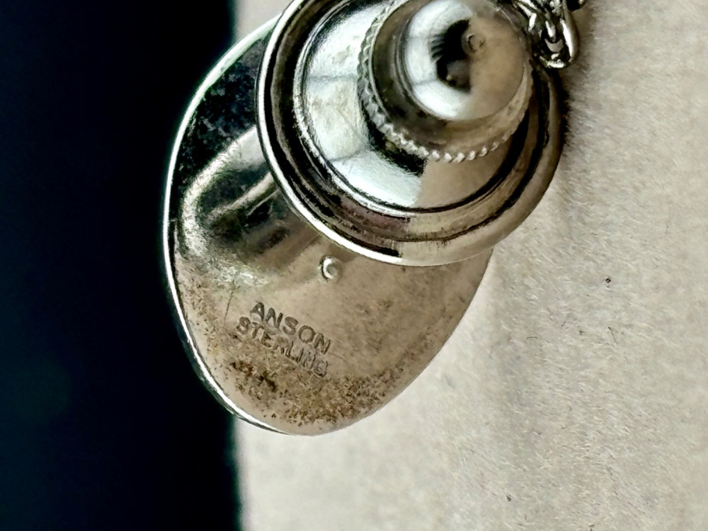 Vintage MCM Anson Sterling Silver and Sapphire Tie Tack